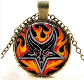 Glazen hanger met ketting Baphomet 8