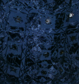 Indiase rugzak katoen met satijnen draad en spiegeltjes - donker blauw