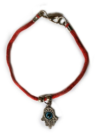 Red string Kabbalah armband met hamsa