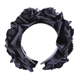 Restyle Gothic haarband met zwarte rozen