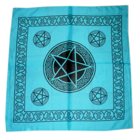 Bandana / altaarkleed / tafelkleed pentagram turquoise - 65 x 65 cm
