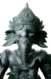 Ganesha staand met rat - donkerkleurige polyresin - 54 cm hoog
