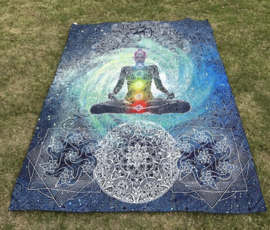 Bedsprei wandkleed tafelkleed vloerkleed strandlaken Chakra OHM Galaxy - 200 x 130 cm