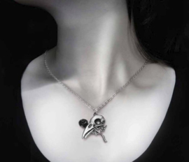 Alchemy Gothic ketting - Quietus Rose - ravenschedel met roos - 34 x 39 mm