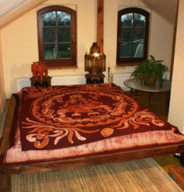 Bedsprei / wandkleed / grand foulard / gordijn batik Ganesha rood oranje - 200 x 250 cm