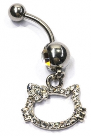 Navelpiercing strass Kitty - 3.5 cm lang - wit