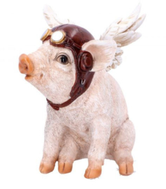 When Pigs Fly Varken met Vleugels Steampunk beeld - 15.5 cm hoog