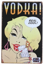 Blikken metalen wandbord Vodka Cartoon - 20 x 30 cm