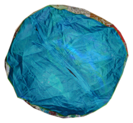 Indiase pouf katoen lapjesdessin turquoise - 60 x 37 cm