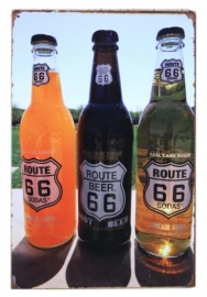 Blikken metalen wandbord Route 66 Beer - 20 x 30 cm