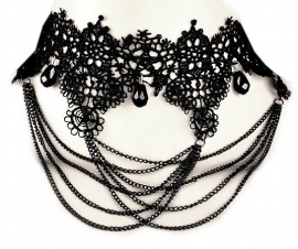 Spider's Web - zwarte gothic kanten choker