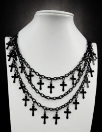 Restyle Gothic ketting met vele kruizen