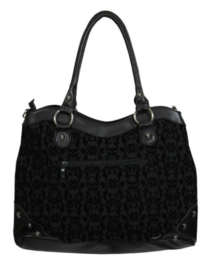 Banned Apparel - Ribcage Handbag - zwarte Gothic handtas met skelet dessin - 40 x 23 x 10 cm