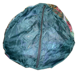 Indiase pouf katoen lapjesdessin donker blauwgroen - 60 x 37 cm