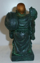 Happy boeddha met vis groen - 12.5 cm hoog