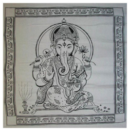 Bedsprei, wandkleed, grand foulard Ganesha Zwart Wit - 220 x 240 cm