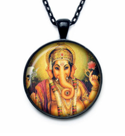 Glazen hanger met ketting Ganesha dessin 1