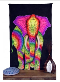 Bedsprei Wandkleed Goa Style UV Blacklight  – Olifant – 180 x 110 cm