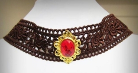 Autumn Roses - Gothic bruine kanten choker