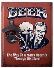 Beer flesopener - a man's heart - 23 x 18 cm