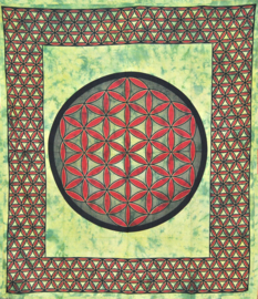 Bedsprei / wandkleed Hymbia (Bloem van het Leven) groen - 210 x 220 cm
