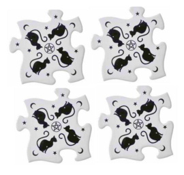 Alchemy of England keramieke legpuzzel onderzetters Black Cats - set van 4 - 20.2 cm