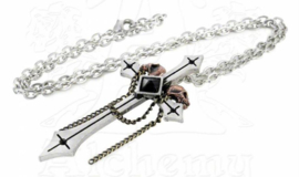 Alchemy Gothic nekketting - Golgotha - kruis met doodskoppen