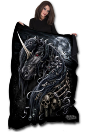 Spiral Direct - Dark Unicorn - fleece deken met dessin van Gothic eenhoorn - 150 x 200 cm