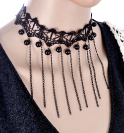 Dark tears - zwarte gothic kanten choker 2