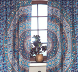 Gordijnen mandala blauw - 230 x 100 cm