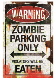 Metalen wandbord Zombie Parking - 40 cm hoog
