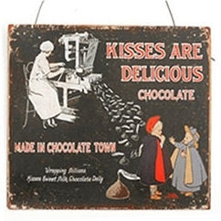 Metalen wandbord - Chocolate Town - 20 x 25 cm