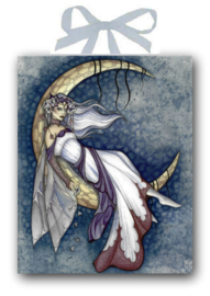 Keramieke wandtegel - Gothic Fee op Maan - Moon Dreaming - dessin Jessica Galbreth - 20 x 25 cm