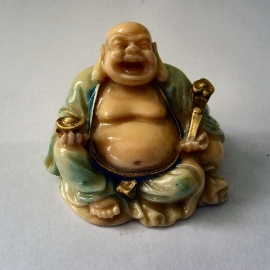 Happy buddha gekleurde polyresin