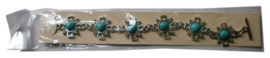 Tibetan style kettingarmband met turquoisekleurige stenen