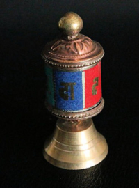 Tibetaanse gebedsmolen messing 7 cm hoog