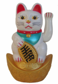 Maneki Neko - Gelukskatje - wit - 11.5 cm hoog