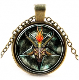 Glazen hanger met ketting Baphomet 6