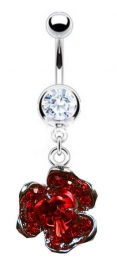 Navel piercing strass bloem rood