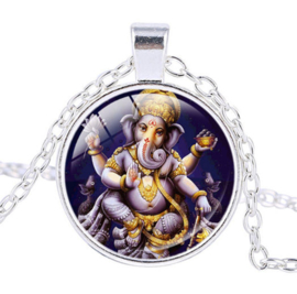 Glazen hanger met ketting Ganesha dessin 12