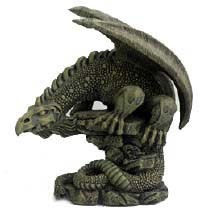 Grijze polystone draak met vleugels - 15 cm hoog - dessin 2