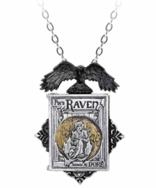 Alchemy Gothic medallion - Poe's Raven Locket - boek Edgar Allan Poe met raaf - 6 x 4.4 cm