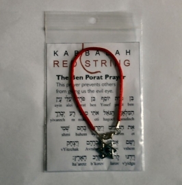 Red string Kabballah armband met Davidster en roterende boze oog
