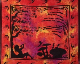 Bedsprei / wandkleed Fee met paddestoelen oranje 200 x 220 cm
