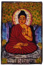 Batik wandkleed van Nepal - Boeddha - 60 x 90 cm