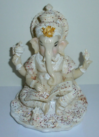 ganesha beeld wit met glitter 16 cm hoog