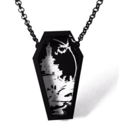 Curiology nekketting doodskist vleermuizen vampierkasteel - Death by Dawn - 7 cm hoog