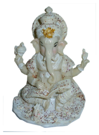 ganesha beeld wit met glitter 16 cm hoog