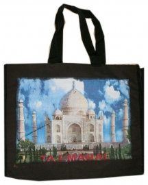 Zwarte canvas shopper Taj Mahal