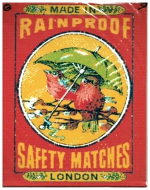 Blikken metalen wandbord Safety Matches 15 x 19 cm